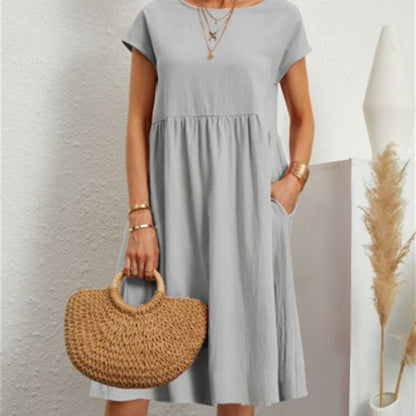 Cotton And Linen A-line Plus Size Loose Dress