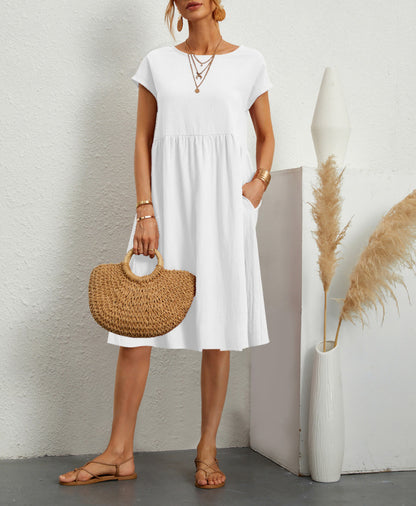 Cotton And Linen A-line Plus Size Loose Dress