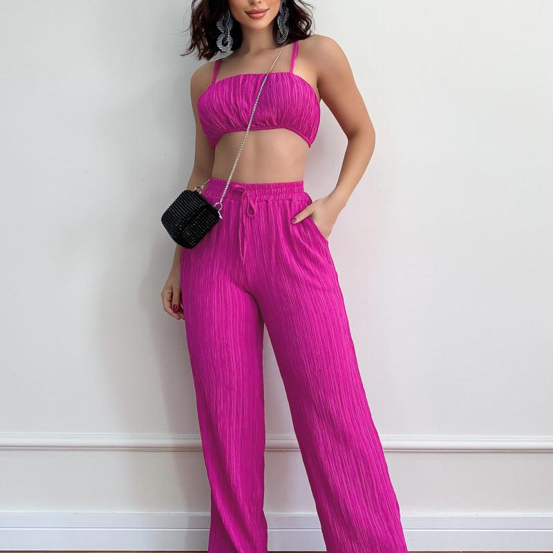 Top & Pleated Trousers Two-piece Set