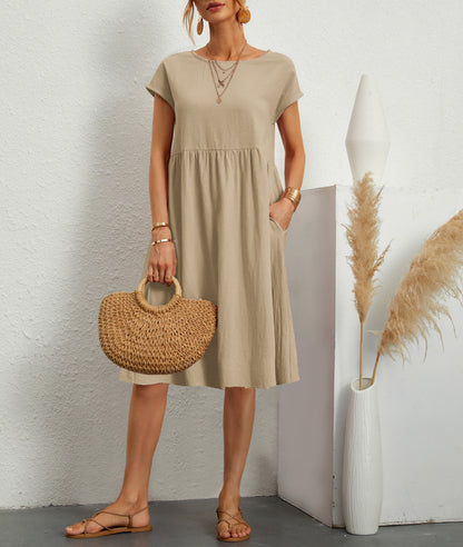 Cotton And Linen A-line Plus Size Loose Dress