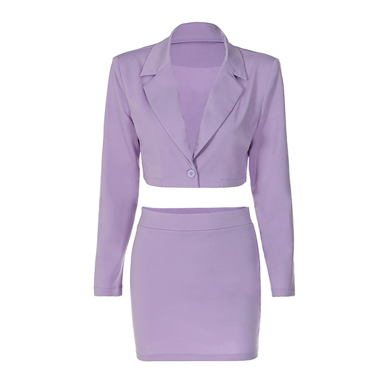 Long Sleeve Blazer and Short Skirt Set