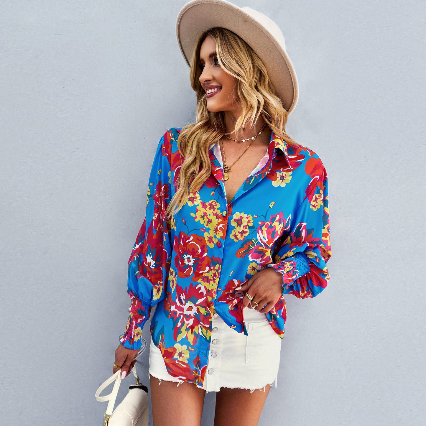 Floral Printed Long Sleeve Blouse