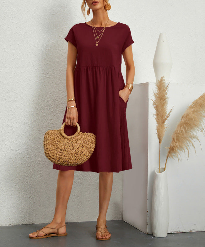 Cotton And Linen A-line Plus Size Loose Dress