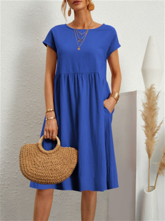 Cotton And Linen A-line Plus Size Loose Dress