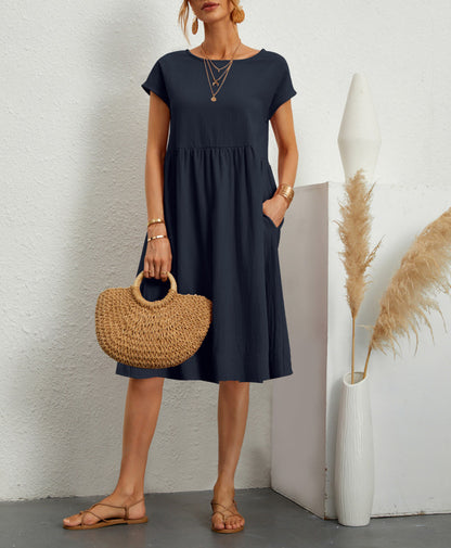 Cotton And Linen A-line Plus Size Loose Dress