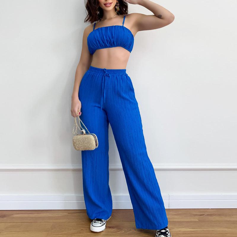 Top & Pleated Trousers Two-piece Set