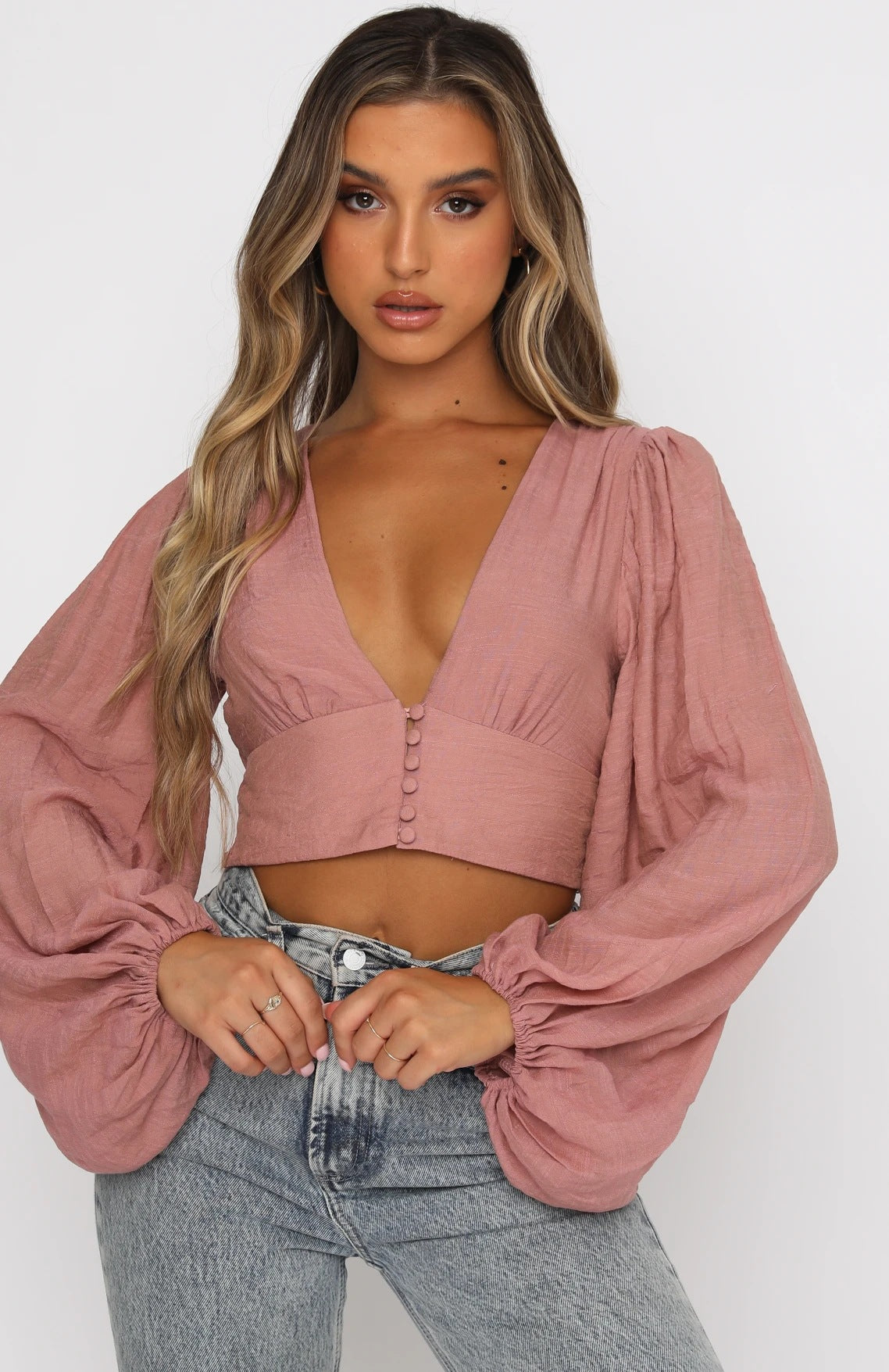 Lantern Puffy Crop Blouse