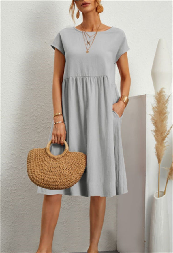 Cotton And Linen A-line Plus Size Loose Dress