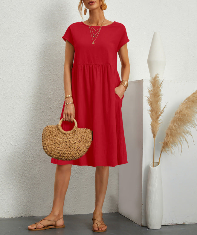 Cotton And Linen A-line Plus Size Loose Dress