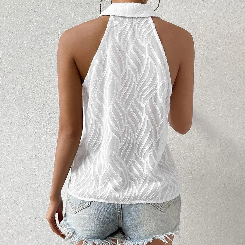 Sleeveless jacquard blouse