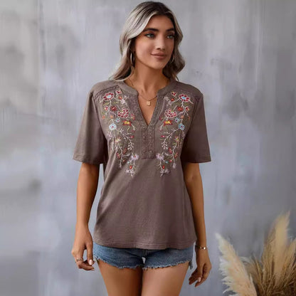 T-shirt with flower embroidery