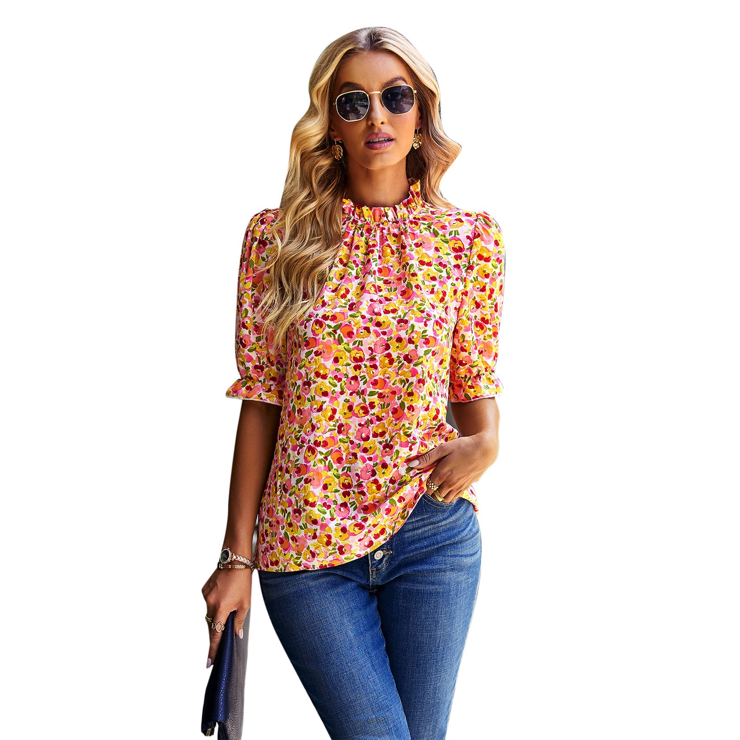 Floral Shirt Short Sleeve Top