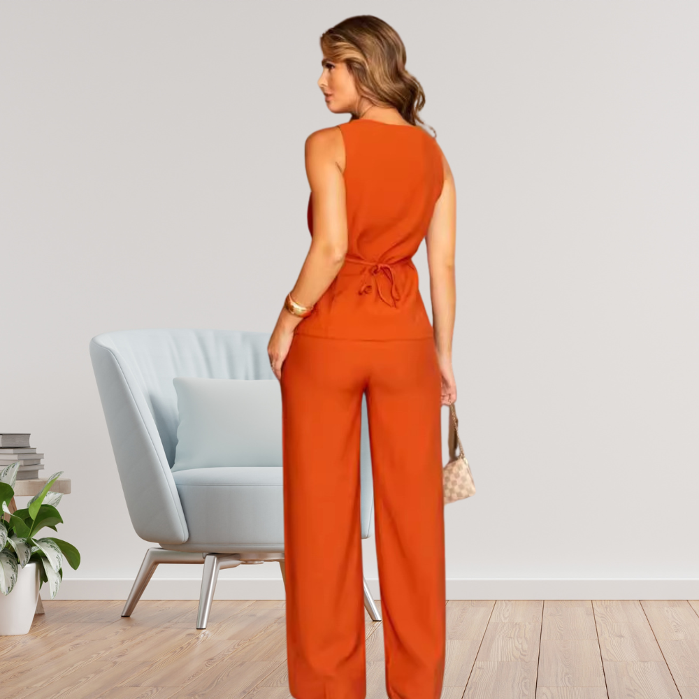 Elegant Slim Strap Wide Leg Trousers Suit - Magic Moon Store