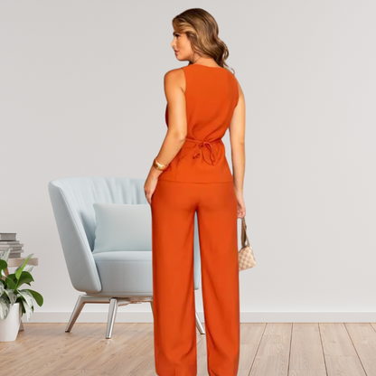 Elegant Slim Strap Wide Leg Trousers Suit - Magic Moon Store