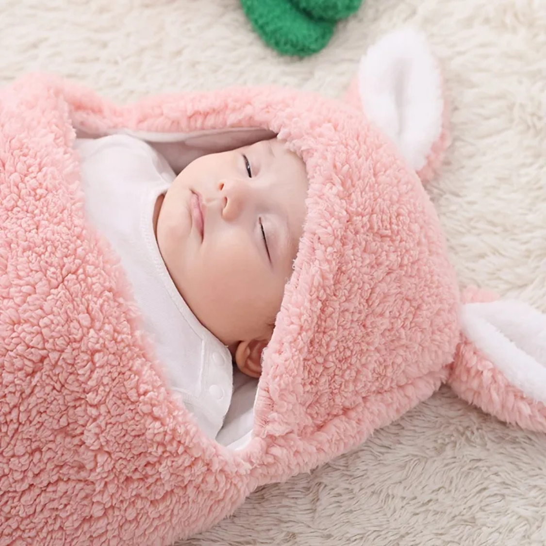 Super Soft Baby Swaddle Blanket | Fluffy Fleece Newborn Sleeping Bag with Head Support