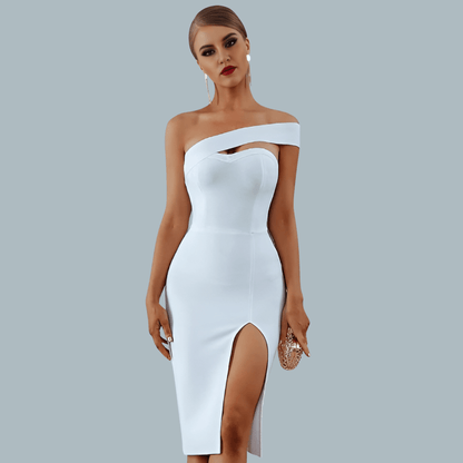 Delicate Diva High Slit Off Shoulder Bodycon