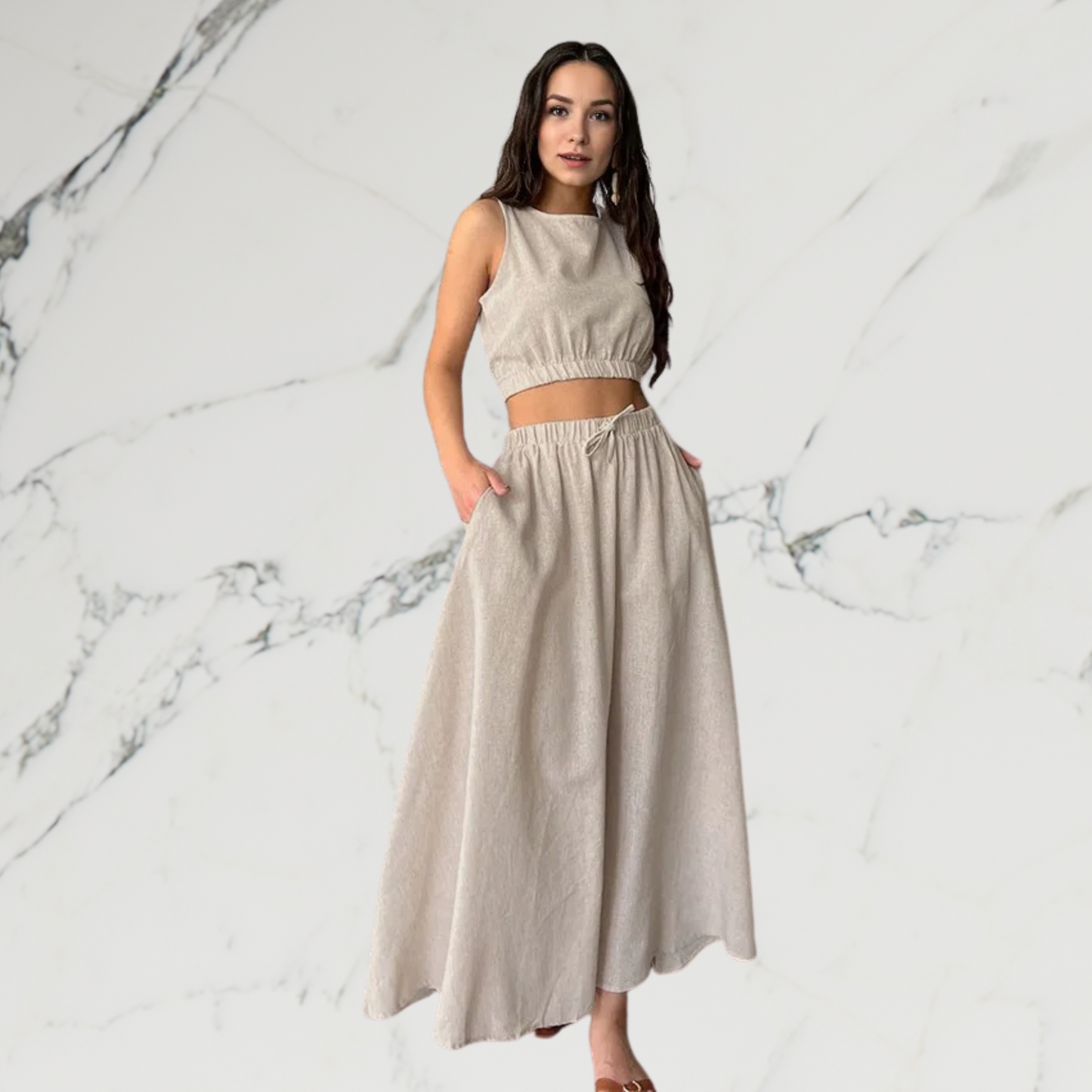 Sleeveless Top & Long A Line Skirt Set - Magic Moon Store