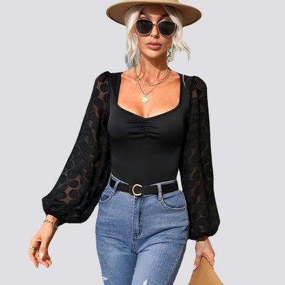 Square Collar Lace T-shirt