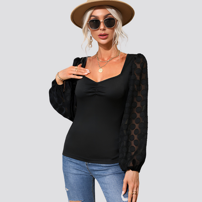 Square Collar Lace T-shirt