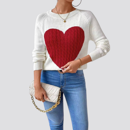 White Sweater with Red Heart