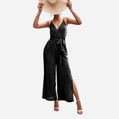 Women's V-neck Strap Split Pants Jumpsuit