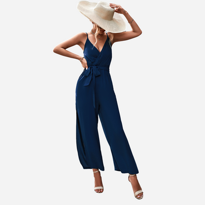 Women's V-neck Strap Split Pants Jumpsuit