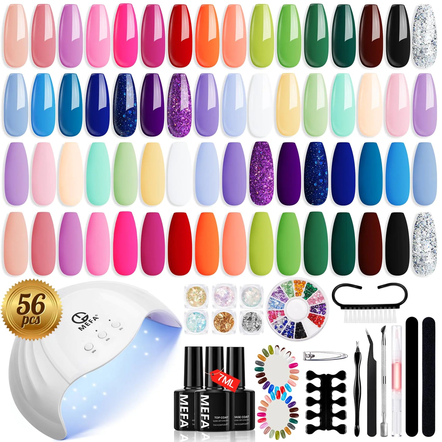 SET 32 Colors Gel Nail Polish Kit with U V Light Lamp