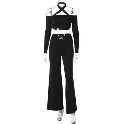 Halter Long Sleeve Top & Pants Set - Magic Moon Store