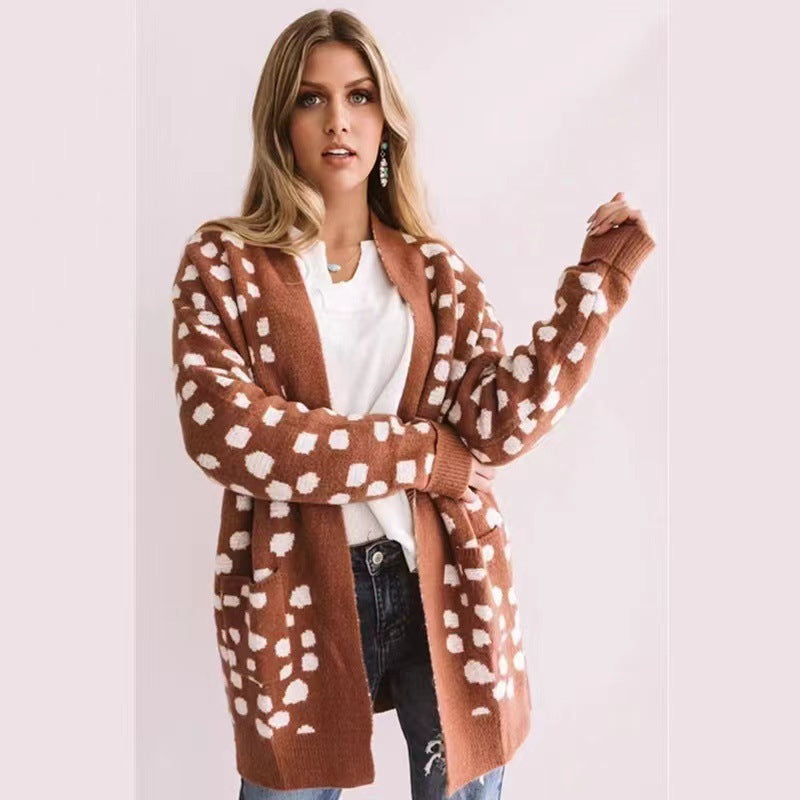 Thick Loose Irregular Dot Sweater Coat Knitted Cardigan