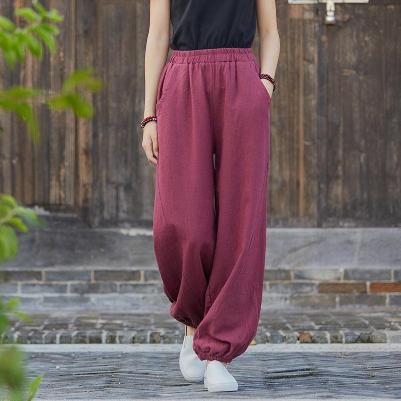 Cotton & Linen Slub Casual Trousers