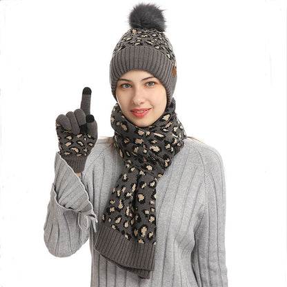 Three-piece Warm Knitted Woolen Hat, Scarf And Gloves - Magic Moon Store