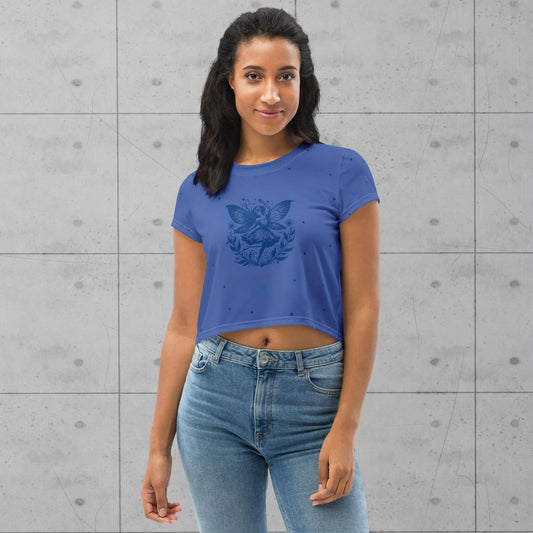 Fairy Blue All-Over Print Crop Tee - Magic Moon Store