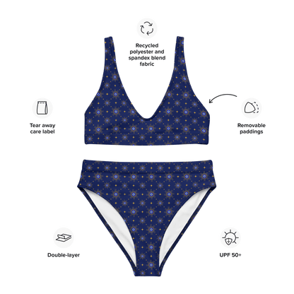 Lucky Blue Recycled High waisted bikini - Magic Moon Store