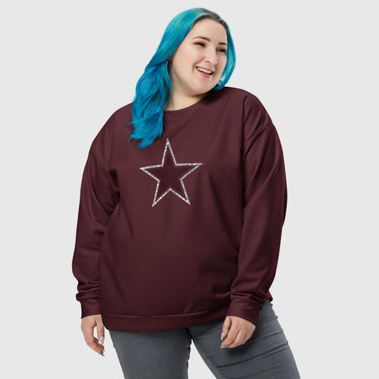 Burgundy Star Sweatshirt - Magic Moon Store