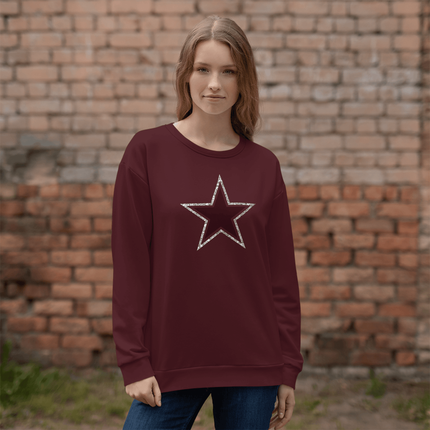 Burgundy Star Sweatshirt - Magic Moon Store