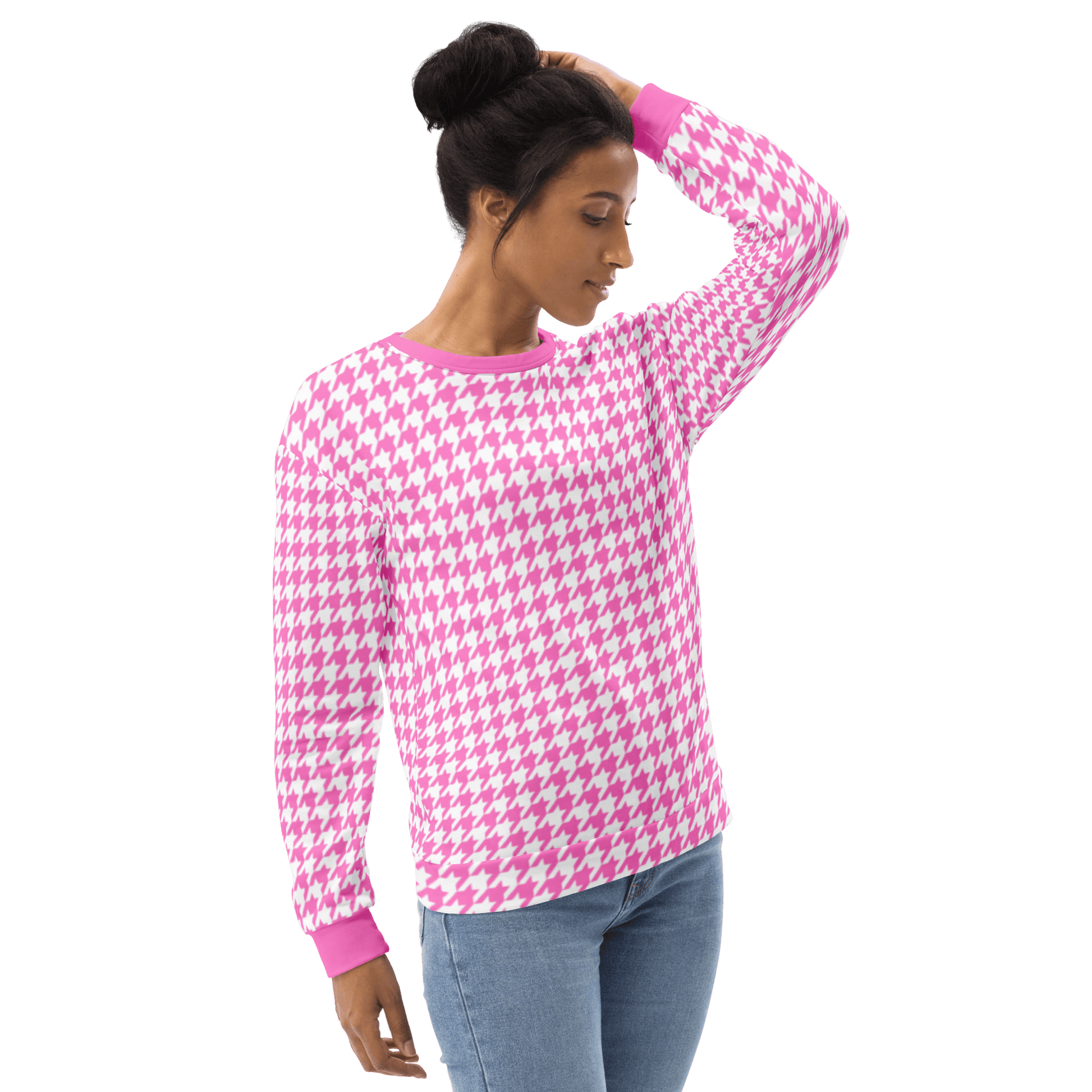 Pink Houndstooth Sweatshirt - Magic Moon Store