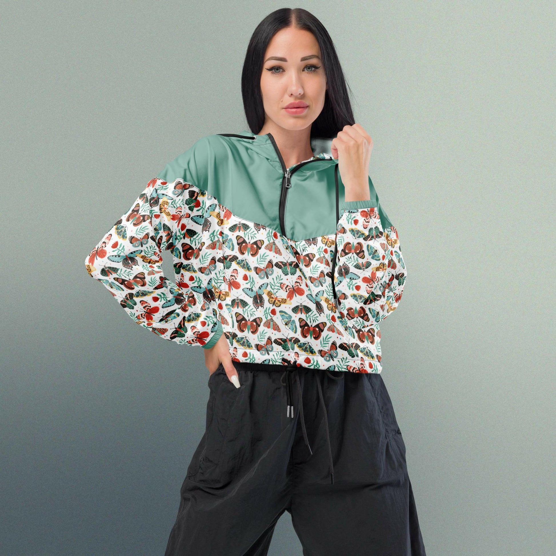 Butterflies Women’s cropped windbreaker - Magic Moon Store