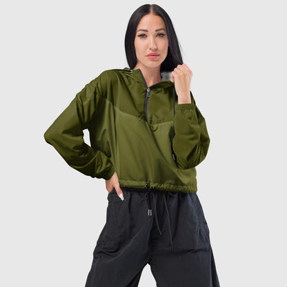 Olive cropped windbreaker - Magic Moon Store