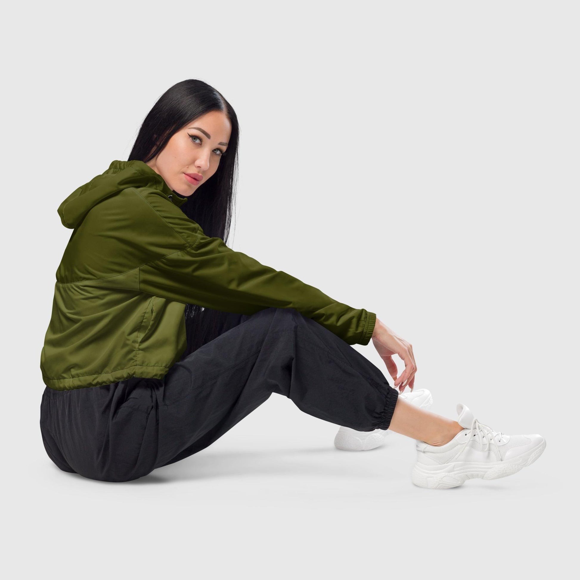 Olive cropped windbreaker - Magic Moon Store