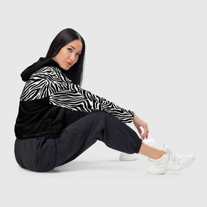 Black striped cropped windbreaker - Magic Moon Store