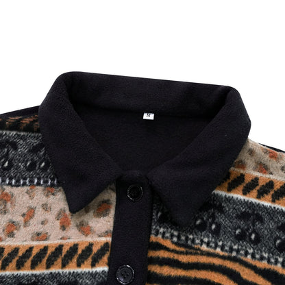 Animal Print Stitching Loose Coat - Magic Moon Store