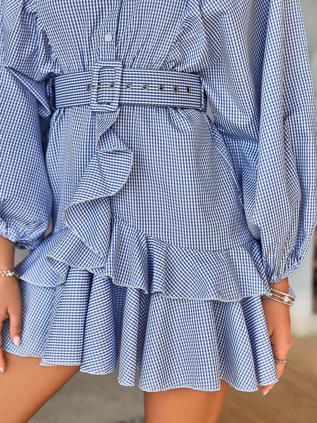 High Waist Striped Blue Short Dress - Magic Moon Store