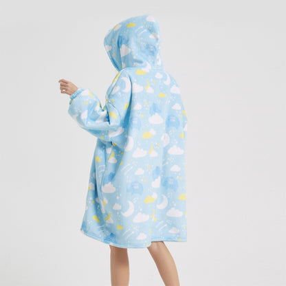 Print Thickened Plush Fleece Blanket Hoodie Oversized