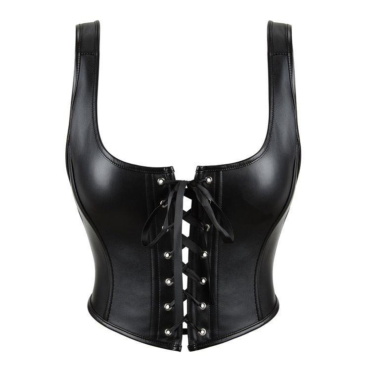 PU Leather Black Corset - Magic Moon Store