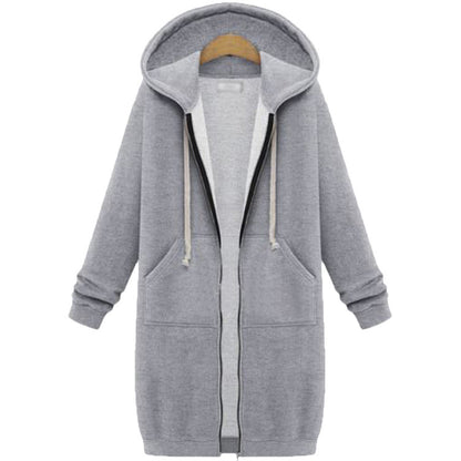 Hooded Long Sleeve Sweater Fleece Long Jacket