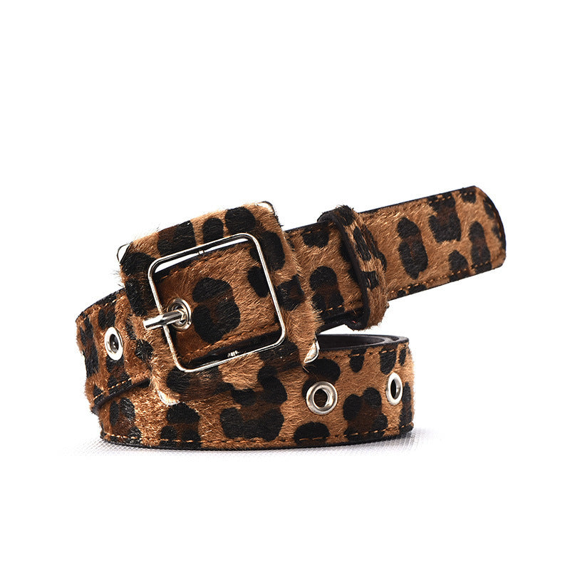 Leopard Print Belt Decorative Pin Buckle