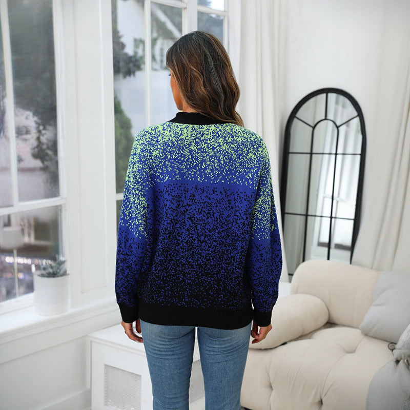 Knitwear Sweater V-neck Blue Starry Sky - Magic Moon Store