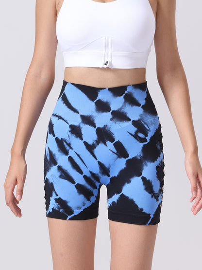 2 Pack Women's Side Cut-Out Tie-Dye High Waist Fitness Yoga Shorts