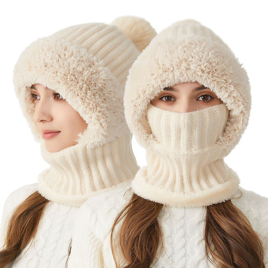 Solid Color Knitted Hat & Scarf Mask - Magic Moon Store