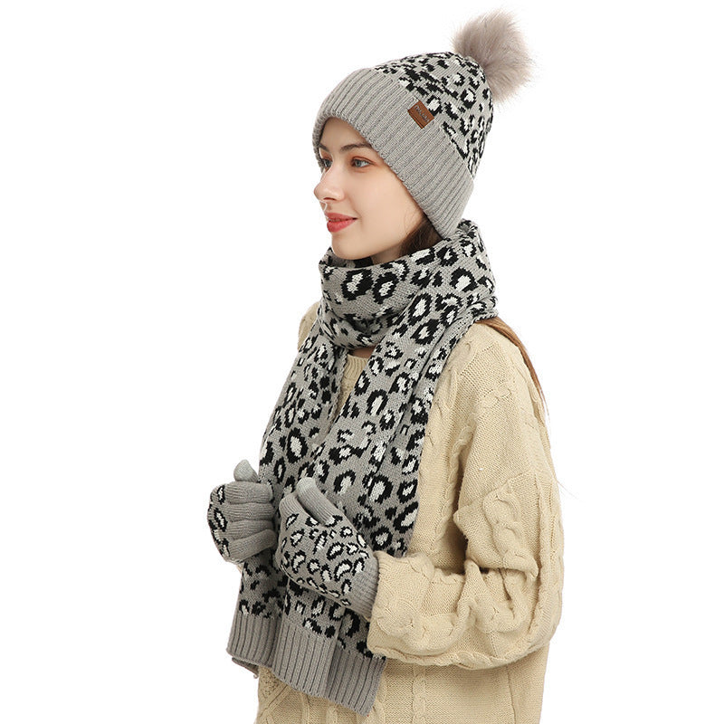 Three-piece Warm Knitted Woolen Hat, Scarf And Gloves - Magic Moon Store